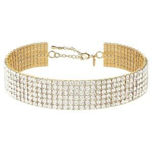 젤머 라인스톤 초커 목걸이 실버 스파클링 다이아몬드 초커 크리스탈 라인스톤 글리터 목걸이 금도금 주얼리 선물 신부 들러리