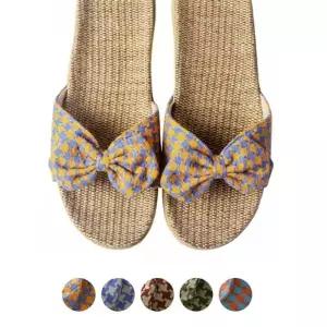 린넨 리본 마슬 리퍼 실내화 왕리본 여성용 거실 슬리퍼 사무실용 블링 빅리본 사계절