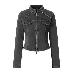 [정품] GGPX 데일리 여자 출근룩 워싱 투웨이 집업 크롭 자켓 (GPAJK010D)