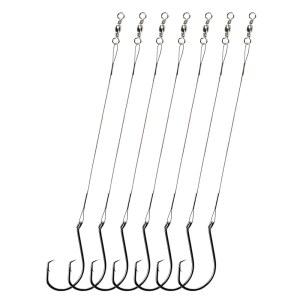 와이어 리더가 장착된 YVUDW 프리리그 낚시 훅, 솔트워터 30pcs 캣피쉬 문어 훅, 물림 방지 스테인리스 스틸 트레이스 송어