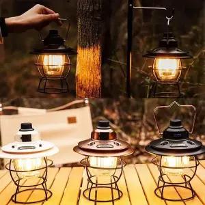 [하프클럽/알티피아]빈티지 충전식 LED 캠핑랜턴 캠핑조명 생활방수기능