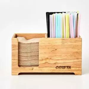 탕비실디스펜서 우드 냅킨 빨대 디스펜서 카페 사무실 매장 정리대