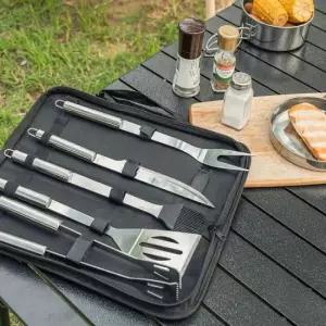 캠핑집게 휴대용 캠핑 취사용품 스텐 키친툴 조리도구 5종 세트