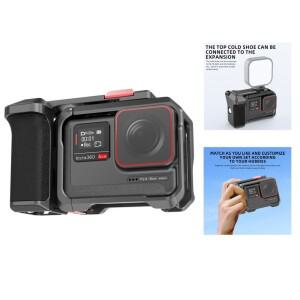 인스타360 에이스 프로/2용 액션 카메라 핸들 그립 알루미늄 스틸 메탈 프레임 보호 케이지 (콜드슈 확장