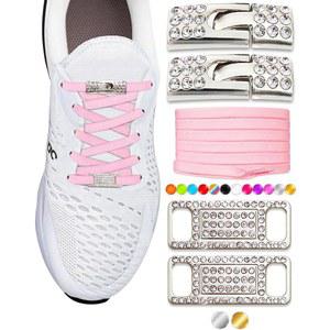 여성용 스니커즈를 위한 블링 다이아몬드 잠금 및 매력이 있는 탑핑 스타일 엘라스틱 노타이 신발