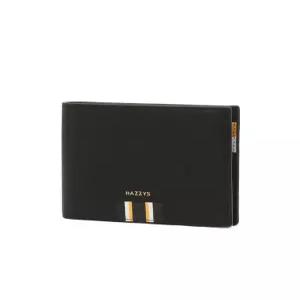 헤지스 액세서리 26FW [ROWING STRIPE] 블랙 로고배색 소가죽 반지갑 HJWA6F506BK