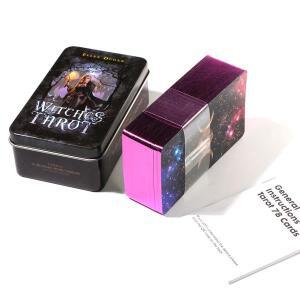 마녀 타로 데크 단자문 주석 금속 상자 하이 퀄리티 78 카드 도금 엣지 페이퍼 소책자 기반 라이더