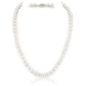 진주 소스 14K 골드 AAAA 여성용 품질의 화이트 담수 배양 진주 목걸이 - 크리스마스, 공휴일 및 기념일을 위한 진주 선물