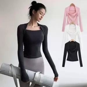 필라테스 운동복 홀터 긴팔 티숙 SIS805 융털 특수 클럽 운동복 가을 트레이닝 주니어 여성 하의 피트니스