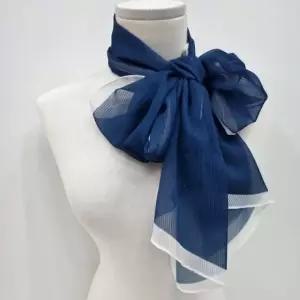 [애슬릿] 쉬폰 스카프 여성 무지 배색 롱 리본 타이 머플러