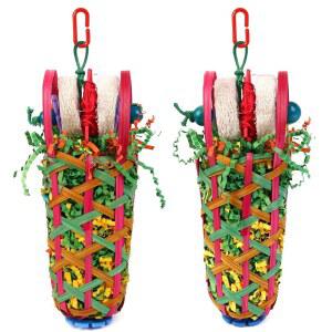 큐우키 잉꼬 장난감, 2개의 PCS 새 씹는 장난감 u2013 코카투오, 코너, 러브 버드, 중소형 앵무새, 재미있는 먹이 찾기 및 찢기 새장 액세서리(먹이 바구니 찾기)에 적합합니다