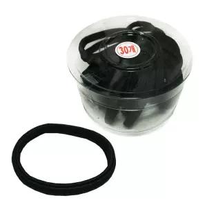 매듭없는 납작주름 검정고무줄 30P 코사지통 머리끈밴드 여아 포니테일 똥머리 올림머리 헤어 머리 대용량