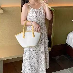 여름 나시 원피스 어깨끈 끈나시 롱원피스 빅사이즈 (HSJ-WE32BB1)