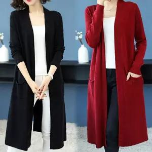 꽈베기니트 니트 간단한 외출 아이템 간절기 여성 니트 롱 가디건