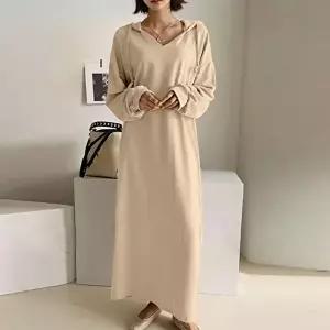 면후드롱티셔츠 마실룩 엄마 등원룩 후드 롱원피스 (HSJ-WFG6AUH)