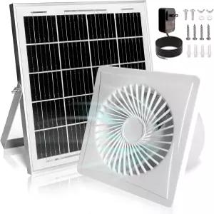 태양광 배기 팬 25W 패널 8인치 환기 전원 어댑터 역류 방지 밸브 창고용 고속 발전 치킨 쿱 온실 도그