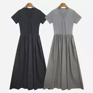 여름 반팔 원피스 롱 일체형 나일론 V넥 (HSJ-WFGG6UN)