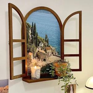 아치형창문프레임 액자 우드빈티지 열리는 벽걸이 장식 포스터 집꾸미기