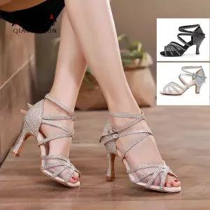 라틴 댄스화 여성 라인댄스구두 탑드림 재즈 댄스신발 굽