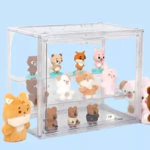 투명 3단 피규어 장식장 케이스 아크릴 디스플레이 쇼케이스 수납 정리함 미니어처 전시함