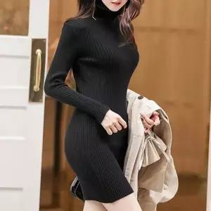 골지 미니원피스 겨울 코트속 미니스커트 슬림 목폴라 (HSJ-WE27075)