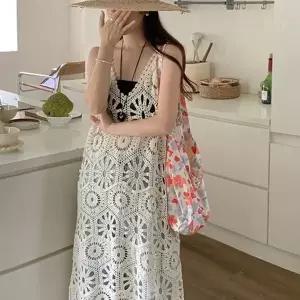 썸머 캐미컬 니트 펀칭 나시 원피스 (HSJ-WFJF6JY)