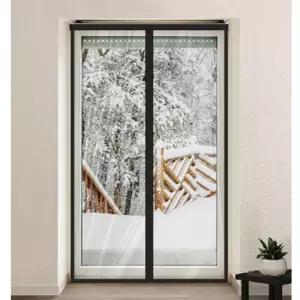 120x210 블랙 현관 방문 방풍비닐 커튼 자석 비닐 커텐 바람막이 지퍼형 투명 방한 막이