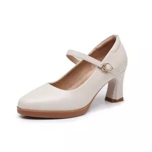 여자신발 고무창 라운드 가보시 구두 런닝힐 워킹화 치파오 가죽구두 리얼 가죽 운동화 원템5