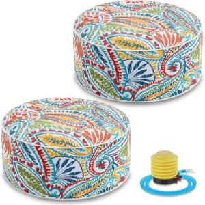 파티오 가든 캠핑 홈 데크 여행을 위한 핸들 발수제 휴대용 풋스툴 파우치가 포함된 Juexica 2팩 야외/실내