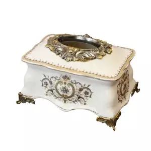 북유럽풍 티슈케이스 도자기 인테리어 케이스 휴지곽 세라믹 꽃디자인 럭셔리 고급 커버 박스