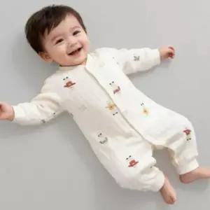 유아 아동 몽글 패턴 누빔 순면 내의 긴팔 우주복