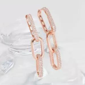 14K 금침 로즈골드 원터치링 큐빅 클립 투웨이 귀걸이