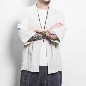 남사친 여름 루즈핏 가디건 칠부셔츠 오픈 빅사이즈 도포 셔츠 브이넥 기모노 카디건 스타일 재킷 admr2