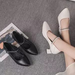 여성 소프트 중굽 신발 댄스화 진구두 워킹화 사계절화 속굽 봄가을 가죽 패피3