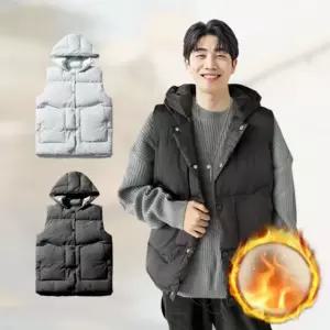 남성 경량 패딩 조끼 낚시 레저 야외 활동 모자 후드 후드패딩