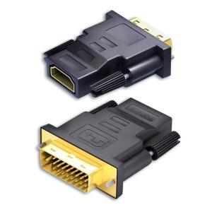 사이버 여러분 DVI에서 HDMI 어댑터 2팩 U2013 양방향 DVI 남성에서 여성 변환기 4K 30HZ UHD 비디오 지원 모니터 HDTV 프로젝터 PC PS4 노트북 골드 플레이트 커넥터