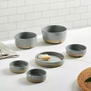 반찬접시 마시 도자기 그릇 접시 식기 찬기 민트 그레이 6P세트