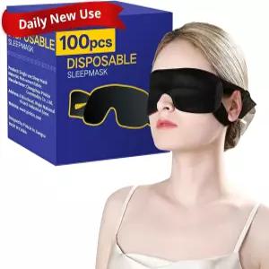 CROUVM 100팩 일회용 수면 마스크 벌크 남성 여성용 블랙아웃 블라인드 여행 요가용 소프트 파티 게임 팀