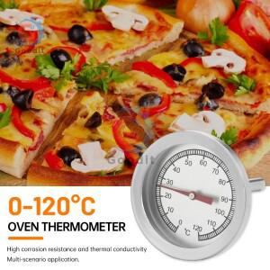 0-120 ℃ M10 프로브가있는 스테인레스 스틸 다이얼 포인터 온도계 주방 오븐 용 배터리 프리 긴 줄기 바베
