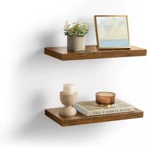 바사글 벽 선반 세트 2개 플로팅 벽걸이형 8 x 15.7 1.5 인치 액자용 디스플레이 장식 거실용 걸이 주방