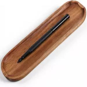 SynHHergyx 나무 펜 트레이 우드 브라운 홀더 책상 액세서리 미니멀리스트 받침대 가정용 사무용 아트 적합