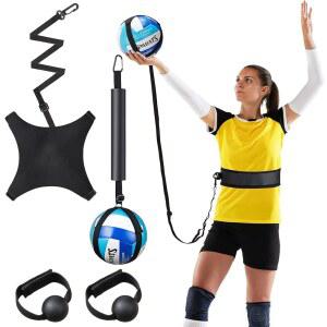 [미국배송] 4PCS 배구 훈련 장비 지원 스파이크 트레이너 기술 초보자를 위한 솔로 트레이너 서브 세팅 및 팔 스윙 연습 성인 청소년을 선물