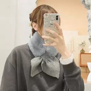 [하프클럽/] 밍크 리본 퍼 숏 목도리 쁘티 머플러