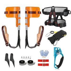 HS XFR 나무 등반 스파이크 키트, 장비, 조절 10.9m(32.5피트) 핸드 로프 보호 벨트가 있는 및 수목사 클라이밍 위한 어센더, 가능한 작업을