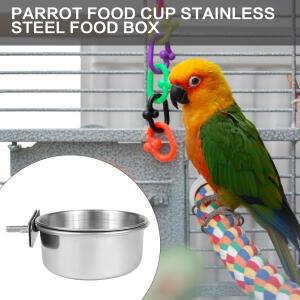10/12/14cm 앵무새 토끼 햄스터 애완 동물 식품 접시 스테인레스 스틸 클램프 온 물 술꾼 조류 피더 먹이