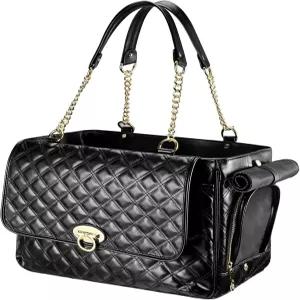 2개의 초대형 포켓이 있는 소형견용 패션 강아지 지갑 최대 10파운드 PU 가죽 애완동물 캐리어 고양이