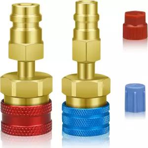 R1234YF 어댑터 대 R134A 퀵 커플러 134a 고저면 커넥터 변환 키트 AC 충전 냉매 에어컨 시스템 호스
