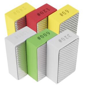 46개 다이아몬드 핸드 폴리싱 패드 세트 습식 및 건식 샌딩 블록 스펀지 백킹 (석재, 유리, 타일용)