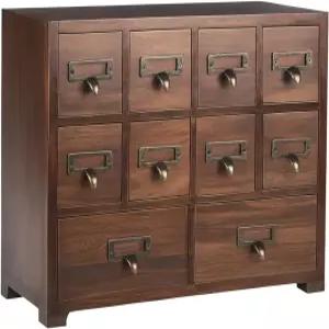 DELLMAO 전통 원목 작은 한약 캐비닛 빈티지 훌륭한 보관 약장 서랍 허브 보석함