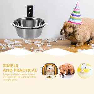 1세트 높이  스테인리스 스틸 스텐 반려견 식기 벽걸이형 사료 물통 세척이 간편한